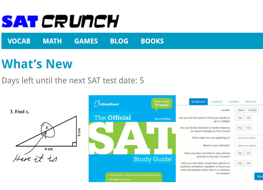 satcrunch.com website for SAT Crunch Test Prep